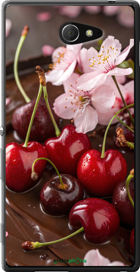 Силіконовий чехол Вишня у шоколаді для Sony Xperia M2 dual D2302 - 6698u-61 изображение 