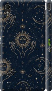 3D пластиковый матовый чехол 'Celestial Harmony: Sun & Moon Gold Mystic Pattern' для Sony Xperia M4 Aqua E2312 изображение 3