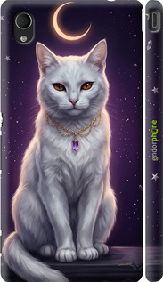 3D пластиковый матовый чехол Mystic White Cat Gothic Dark Purple Gold для Sony Xperia M4 Aqua E2312 - 6805m-162 изображение 