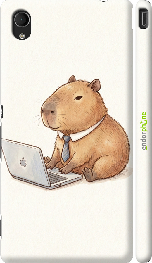 3D пластиковый матовый чехол Funny Capybara CEO Working для Sony Xperia M4 Aqua E2312 - 6777m-162 изображение 