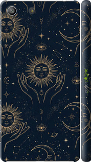 3D пластиковый матовый чехол Celestial Harmony: Sun & Moon Gold Mystic Pattern для Sony Xperia M5 E5633 - 6778m-217 изображение 