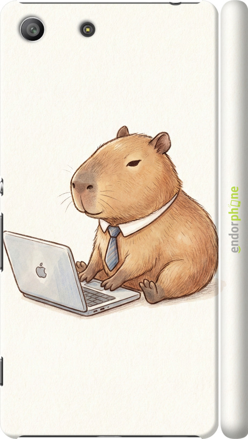 3D пластиковый глянцевый чехол Funny Capybara CEO Working для Sony Xperia M5 E5633 - 6777c-217 изображение 