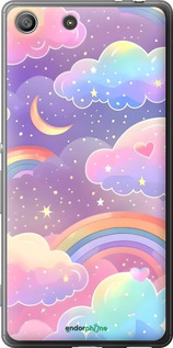Силиконовый чехол Облака и радуга для Sony Xperia M5 E5633 - 6312u-217 изображение 