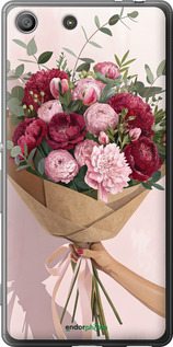 Силиконовый чехол Пионы 1 для Sony Xperia M5 E5633 - 6705u-217 изображение 