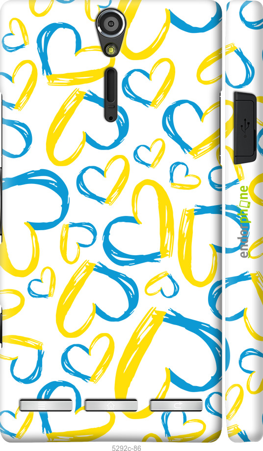 3D пластиковый глянцевый чехол Сердца UA для Sony Xperia S LT26i - 5292c-86 изображение 