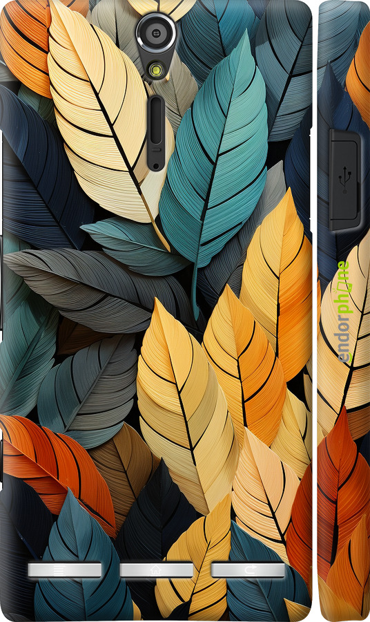 3D пластиковий глянцевий чехол Кольорове листя для Sony Xperia S LT26i - 5644c-86 изображение 