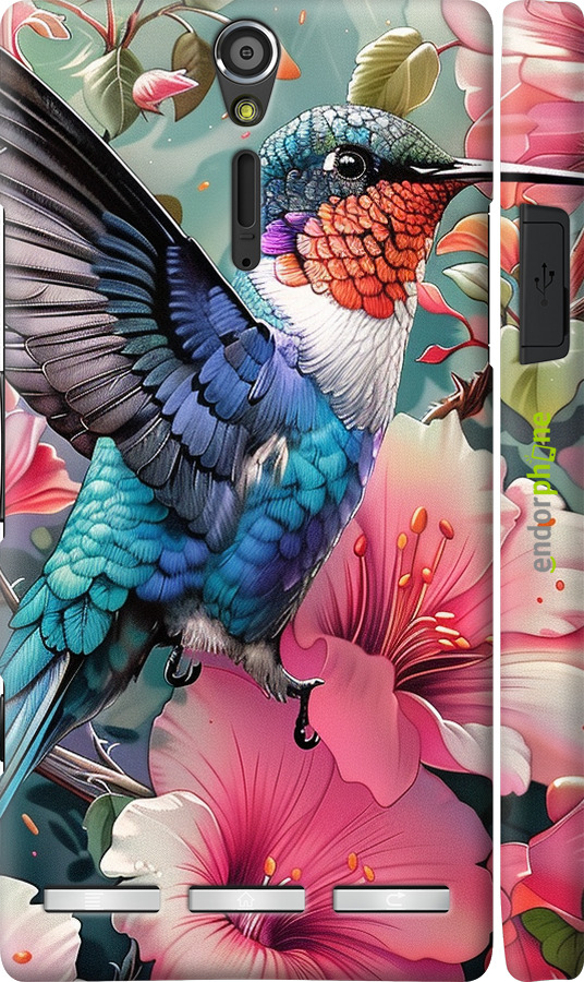 3D пластиковый глянцевый чехол Сказочная колибри для Sony Xperia S LT26i - 6051c-86 изображение 