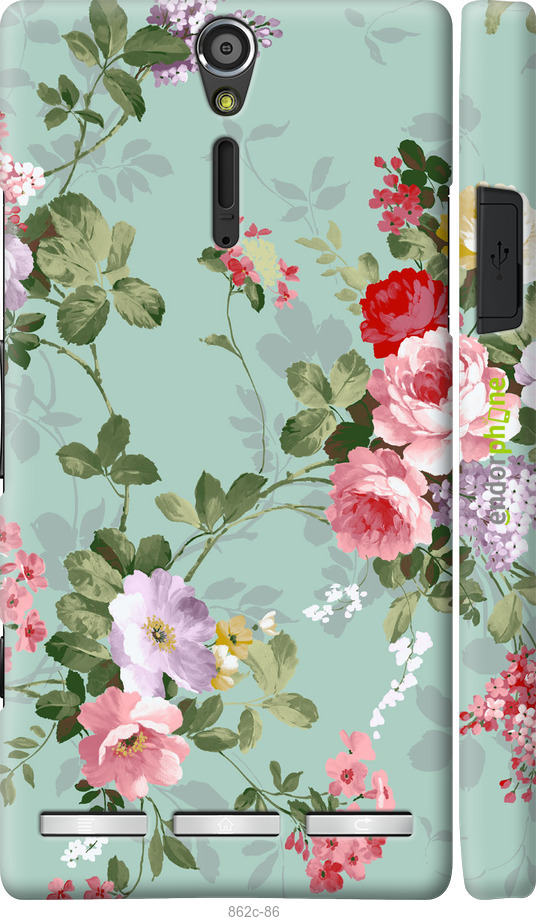 3D пластиковый глянцевый чехол Цветочные обои 2 для Sony Xperia S LT26i - 862c-86 изображение 