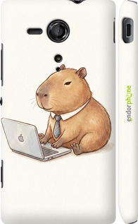 3D пластиковий матовий чехол Funny Capybara CEO Working для Sony Xperia SP M35H - 6777m-280 изображение 
