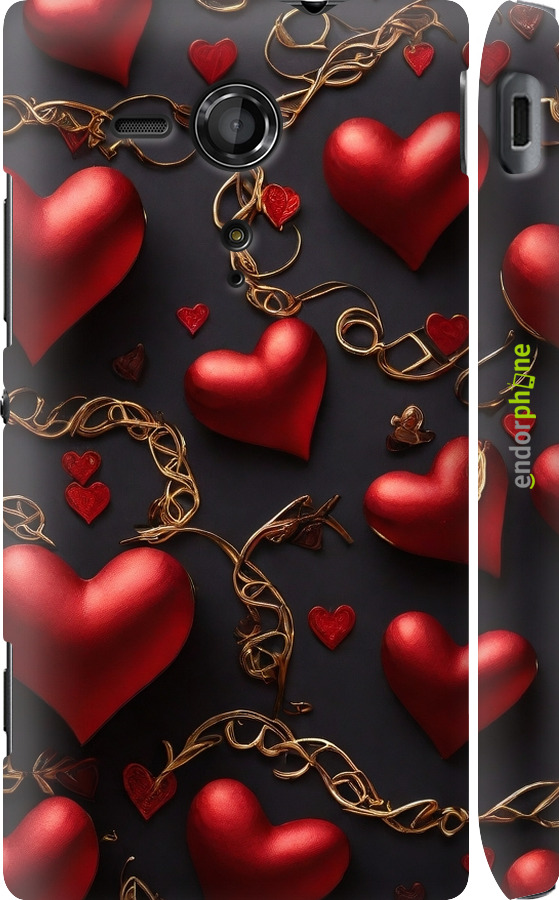 3D пластиковый матовый чехол Сердечки для Sony Xperia SP M35H - 5831m-280 изображение 
