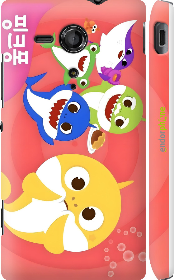 3D пластиковый матовый чехол Бейби Шаркс для Sony Xperia SP M35H - 6305m-280 изображение 