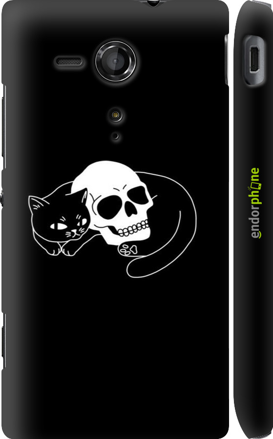3D пластиковий глянцевий чехол Із зображенням кота та черепа для Sony Xperia SP M35H - 6491c-280 изображение 