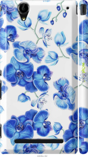 3D пластиковый глянцевый чехол Голубые орхидеи для Sony Xperia T2 Ultra Dual D5322 - 4406c-92 изображение 