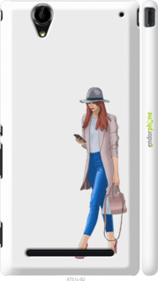 3D пластиковый глянцевый чехол Девушка 1 для Sony Xperia T2 Ultra Dual D5322 - 4751c-92 изображение 