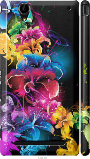 3D пластиковый глянцевый чехол Абстрактные цветы для Sony Xperia T2 Ultra Dual D5322 - 511c-92 изображение 