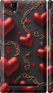 3D пластиковый матовый чехол Сердечки для Sony Xperia T2 Ultra Dual D5322 - 5831m-92 изображение 