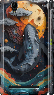 3D пластиковий глянцевий чехол Кит у космосі для Sony Xperia T2 Ultra Dual D5322 - 6328c-92 изображение 