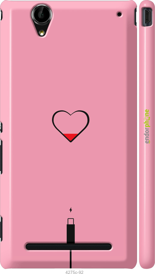 3D пластиковый глянцевый чехол Подзарядка сердца1 для Sony Xperia T2 Ultra Dual D5322 - 4275c-92 изображение 