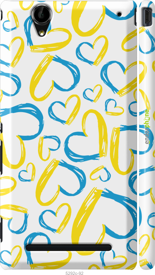 3D пластиковый глянцевый чехол Сердца UA для Sony Xperia T2 Ultra Dual D5322 - 5292c-92 изображение 