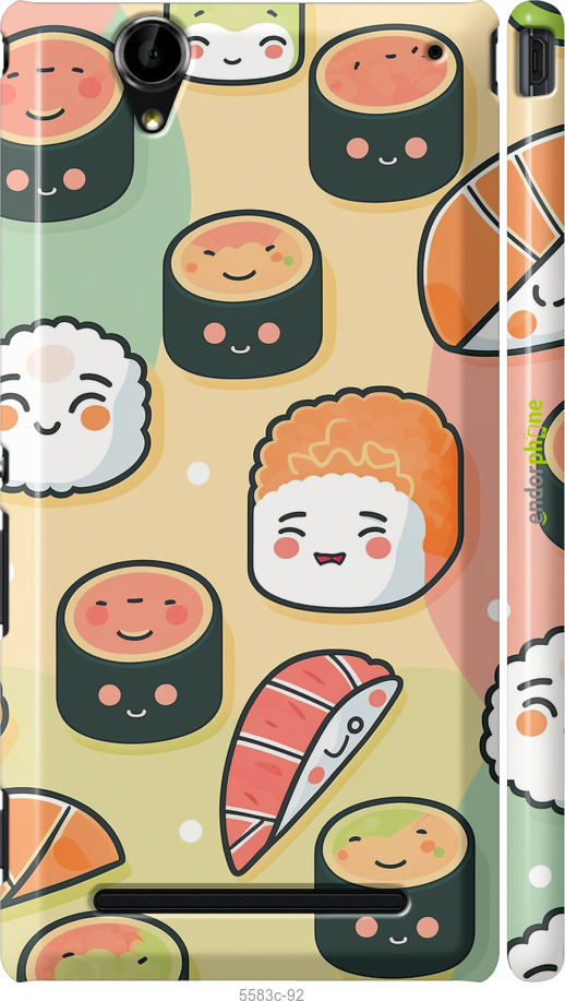 3D пластиковий глянцевий чехол Суші патерн для Sony Xperia T2 Ultra Dual D5322 - 5583c-92 изображение 