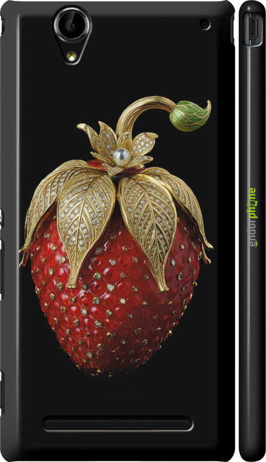 3D пластиковый глянцевый чехол Клубника v3 для Sony Xperia T2 Ultra Dual D5322 - 5638c-92 изображение 