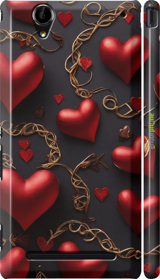 3D пластиковый матовый чехол Сердечки для Sony Xperia T2 Ultra Dual D5322 - 5831m-92 изображение 