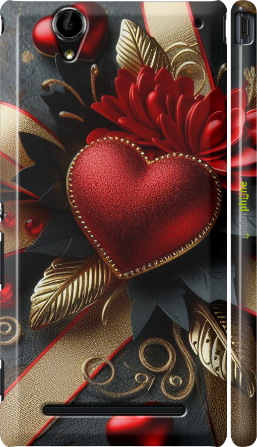 3D пластиковый глянцевый чехол Сердечки v2 для Sony Xperia T2 Ultra Dual D5322 - 5832c-92 изображение 