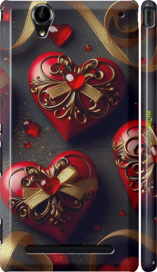 3D пластиковый матовый чехол Сердечки v4 для Sony Xperia T2 Ultra Dual D5322 - 5834m-92 изображение 