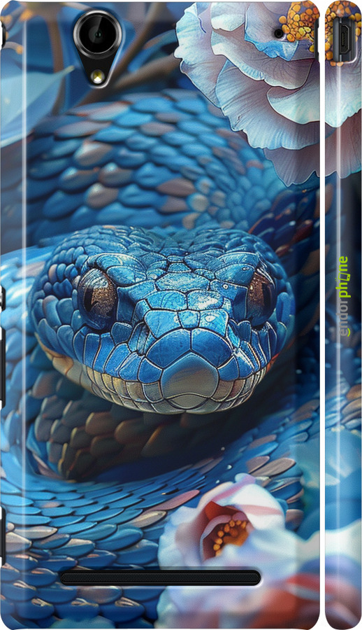3D пластиковый глянцевый чехол Blue Snake для Sony Xperia T2 Ultra Dual D5322 - 6079c-92 изображение 