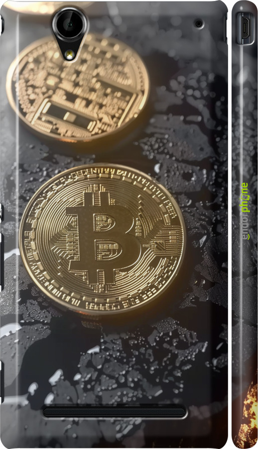 3D пластиковий глянцевий чехол Вулканійчний Bitcoin для Sony Xperia T2 Ultra Dual D5322 - 6092c-92 изображение 