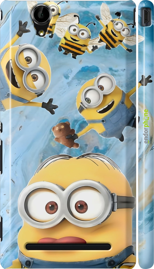 3D пластиковый глянцевый чехол Миньоны для Sony Xperia T2 Ultra Dual D5322 - 6386c-92 изображение 