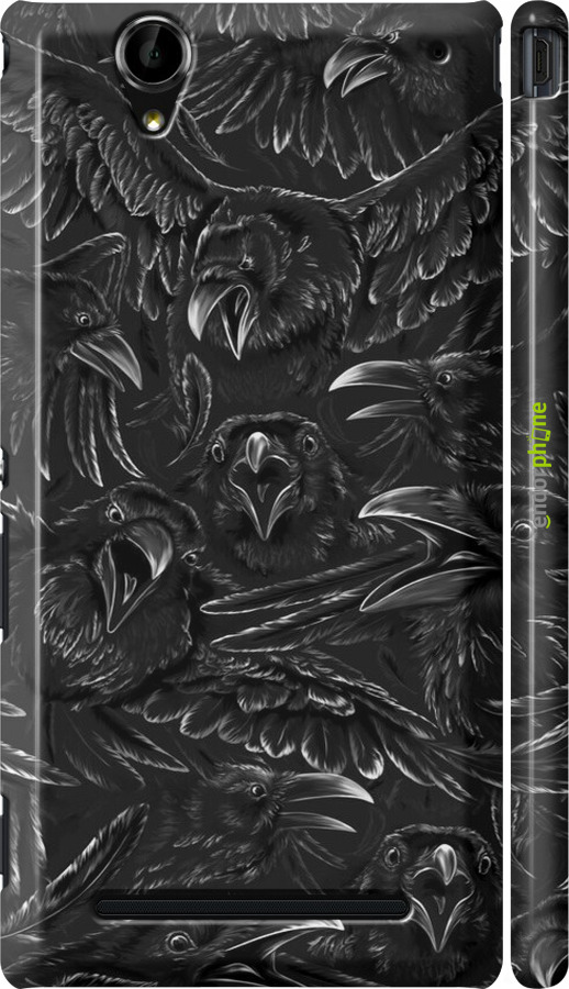 3D пластиковый глянцевый чехол Воронья ярость для Sony Xperia T2 Ultra Dual D5322 - 6474c-92 изображение 