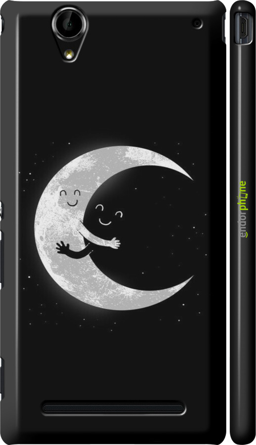 3D пластиковый матовый чехол Лунные объятия для Sony Xperia T2 Ultra Dual D5322 - 6508m-92 изображение 