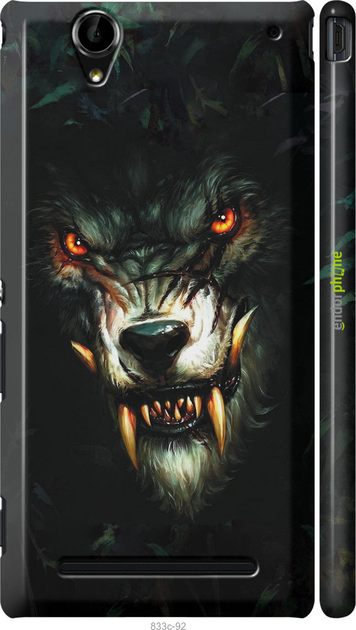 3D пластиковий глянцевий чехол Диявольський вовк для Sony Xperia T2 Ultra Dual D5322 - 833c-92 изображение 