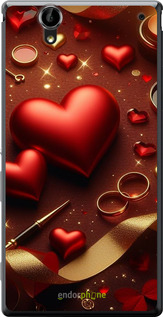 Силиконовый чехол Сердечки v3 для Sony Xperia T2 Ultra Dual D5322 - 5833u-92 изображение 