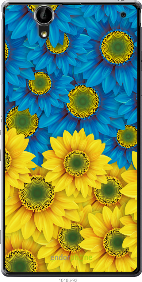 Силіконовий чехол Жовто-блакитні квіти  для Sony Xperia T2 Ultra Dual D5322 - 1048u-92 изображение 