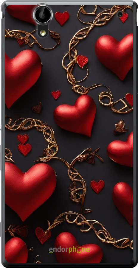 Силиконовый чехол Сердечки для Sony Xperia T2 Ultra Dual D5322 - 5831u-92 изображение 