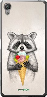2D пластиковый чехол Енотик с мороженым для Sony Xperia X F5122 - 4602t-446 изображение 