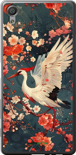 2D пластиковый чехол Сакура и аист для Sony Xperia X F5122 - 6108t-446 изображение 