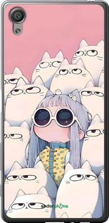 2D пластиковый чехол Малышка с котами для Sony Xperia X F5122 - 6295t-446 изображение 