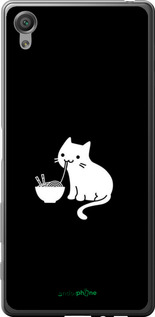 2D пластиковый чехол С милым котом на черном фоне для Sony Xperia X F5122 - 6528t-446 изображение 
