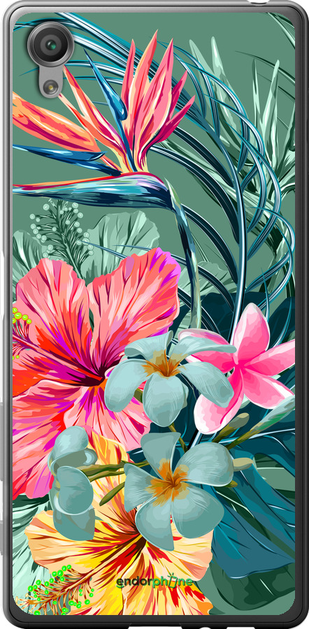 2D пластиковый чехол Тропические цветы v1 для Sony Xperia X F5122 - 4667t-446 изображение 
