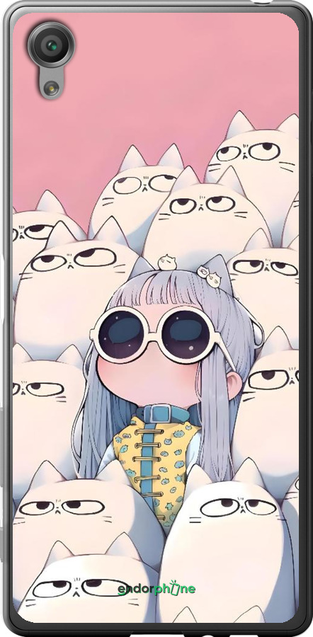 2D пластиковый чехол Малышка с котами для Sony Xperia X F5122 - 6295t-446 изображение 