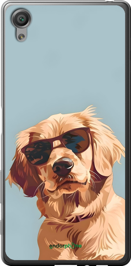 2D пластиковый чехол Пес в очках для Sony Xperia X F5122 - 6381t-446 изображение 