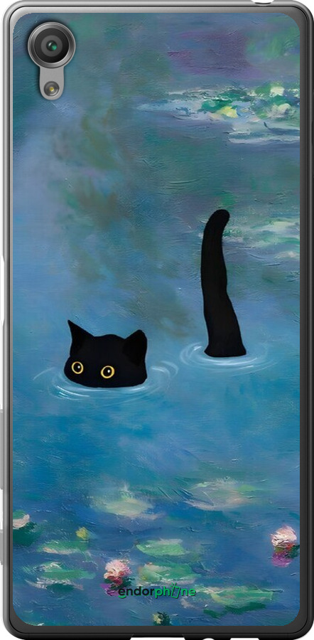 2D пластиковий чехол Із зображенням кота та водяної лілії Monet для Sony Xperia X F5122 - 6519t-446 изображение 