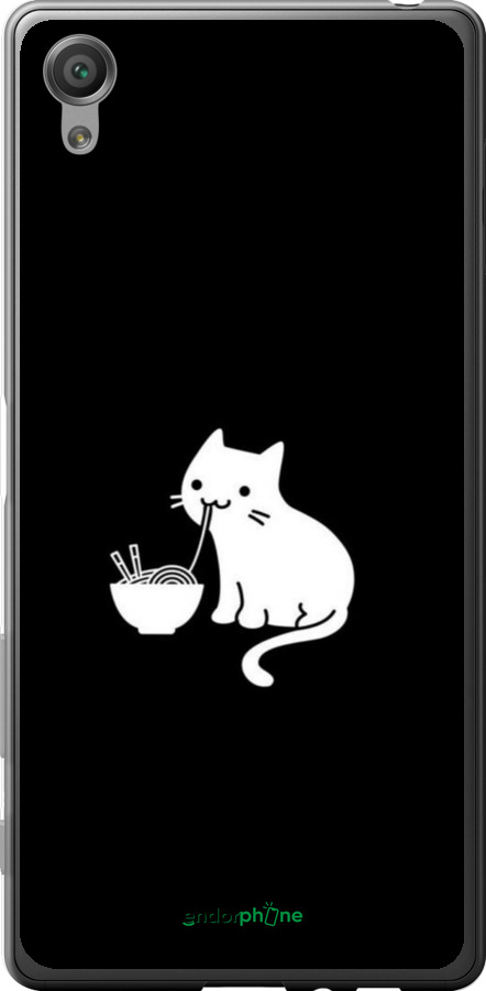 2D пластиковый чехол С милым котом на черном фоне для Sony Xperia X F5122 - 6528t-446 изображение 