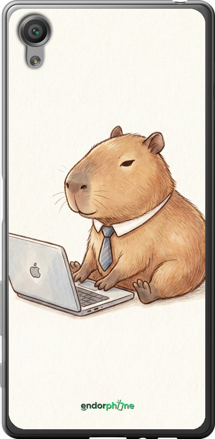 2D пластиковый чехол Funny Capybara CEO Working для Sony Xperia X F5122 - 6777t-446 изображение 