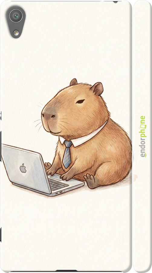3D пластиковый матовый чехол Funny Capybara CEO Working для Sony Xperia XA F3112 - 6777m-399 изображение 