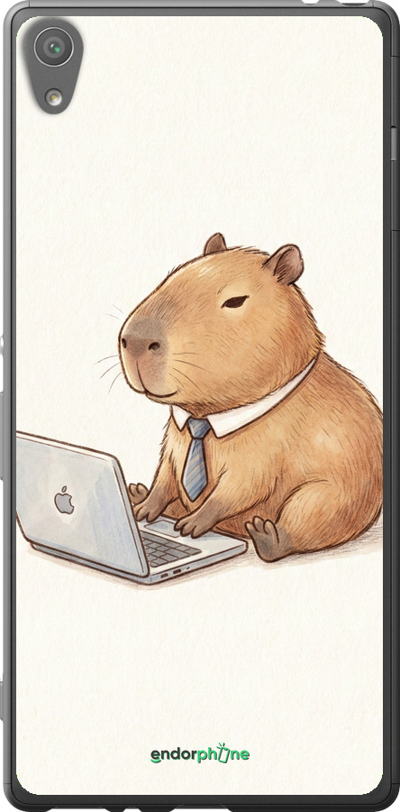 2D пластиковый чехол Funny Capybara CEO Working для Sony Xperia XA F3112 - 6777t-399 изображение 