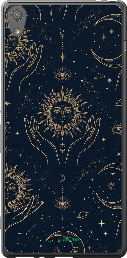 Силиконовый чехол Celestial Harmony: Sun & Moon Gold Mystic Pattern для Sony Xperia XA F3112 - 6778u-399 изображение 